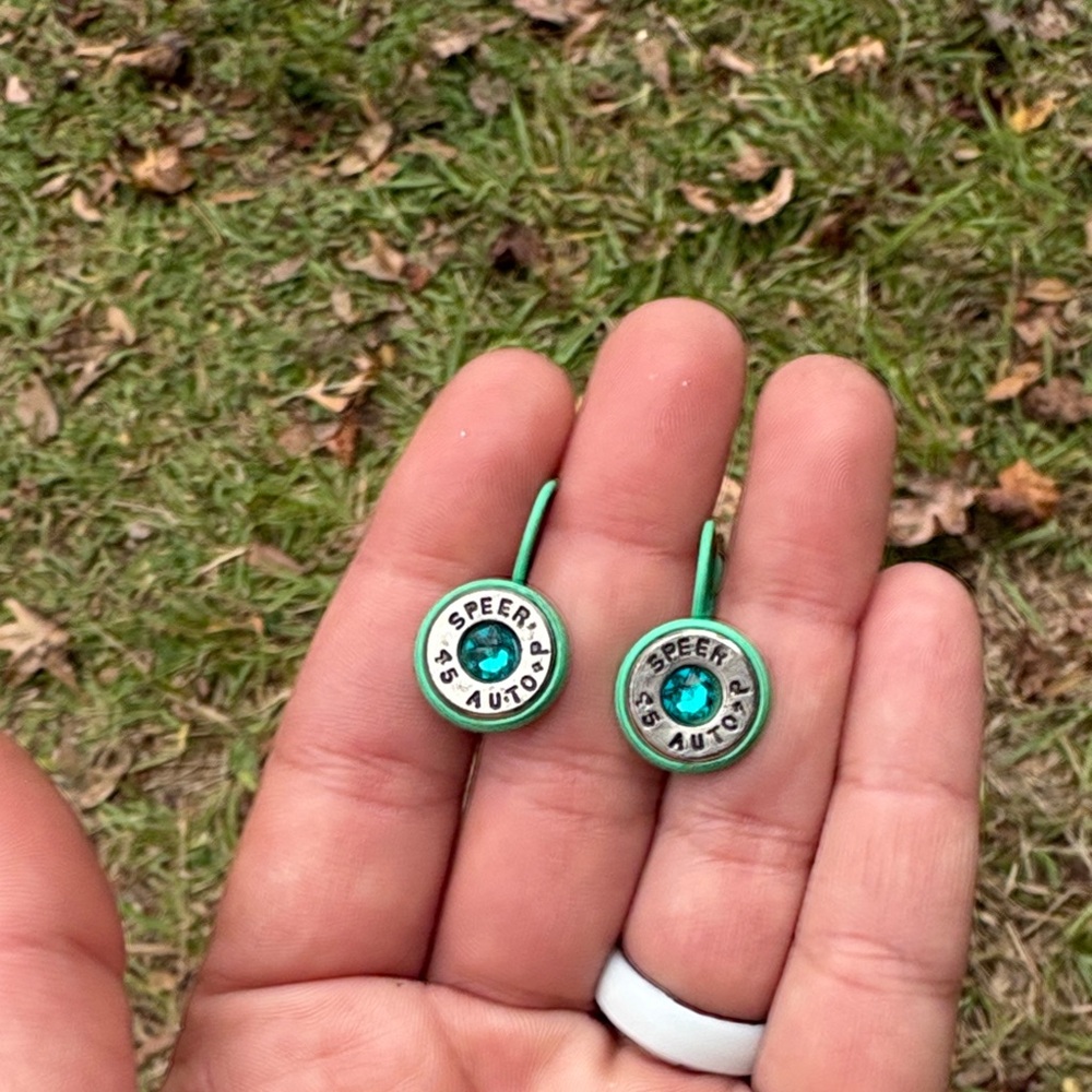 Seafoam Green Real Bullet Casing Earrings Handmade with love!